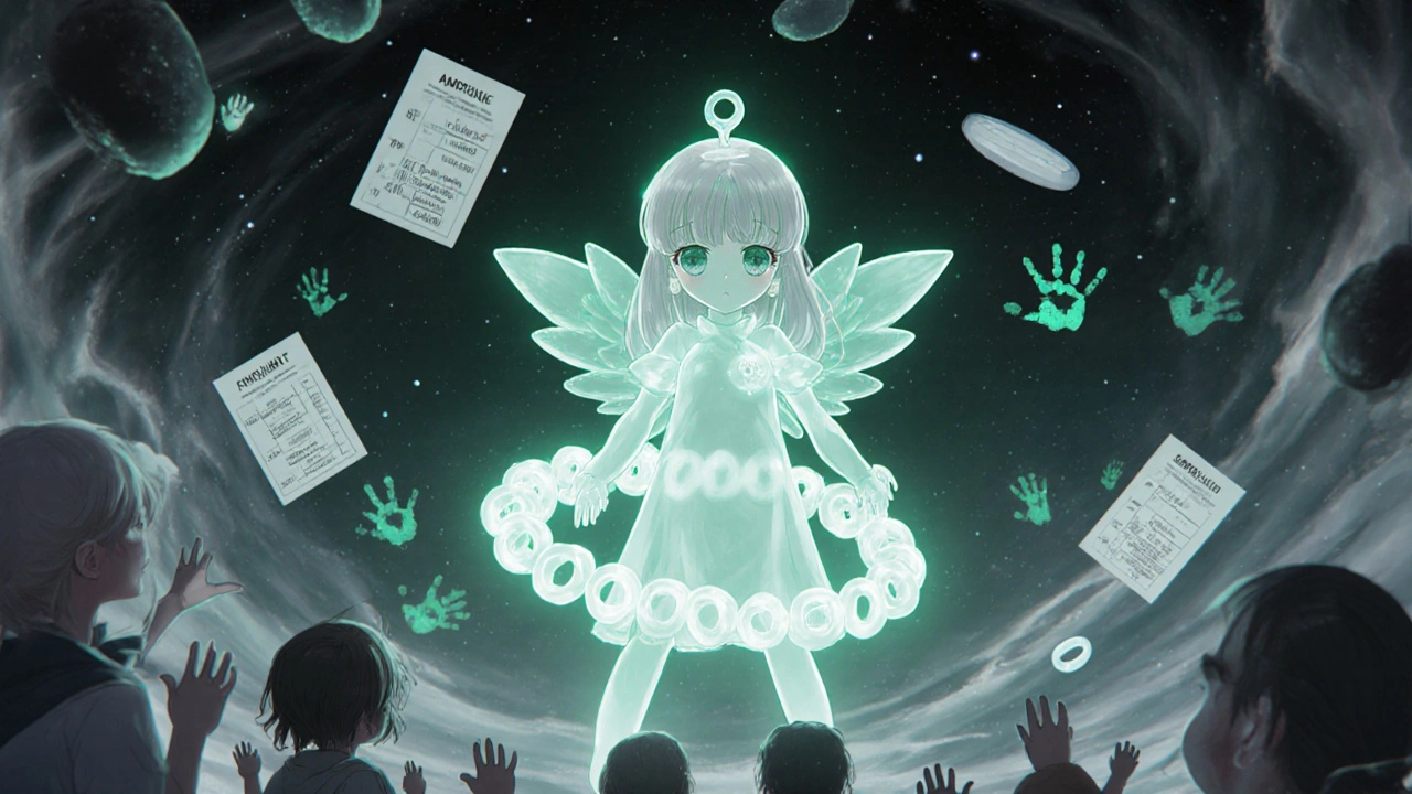 A tiny magical ampicillin molecule fights resistant plague bacteria in a cosmic lab battlefield.