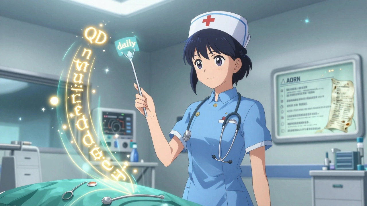 Nurse uses enchanted stethoscope to correct dangerous medication labels in an operating room.
