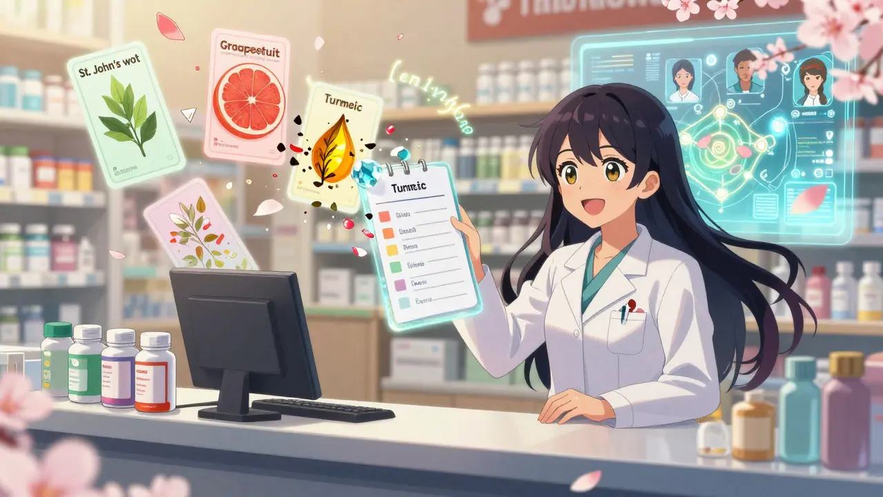 A pharmacist transforms into a guardian, banishing dangerous herb combos as personalized gene maps glow in the air.