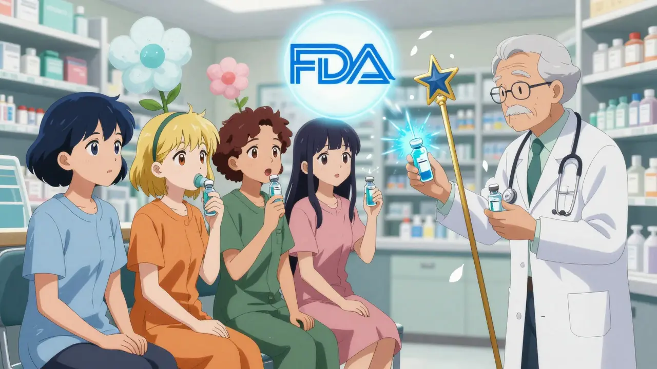 Diverse patients receiving sparkling generic antibiotic combos from a pharmacist with a star-staff in a radiant pharmacy.