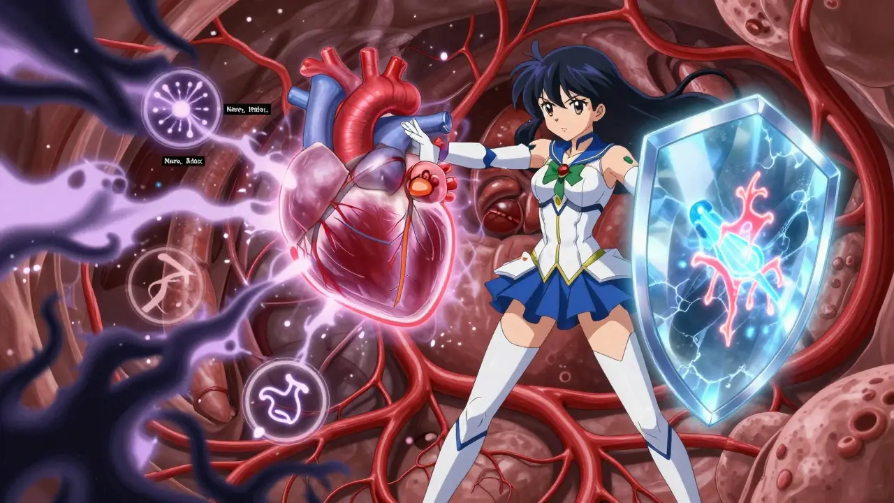 Magical girl protecting heart from narrow therapeutic index risks
