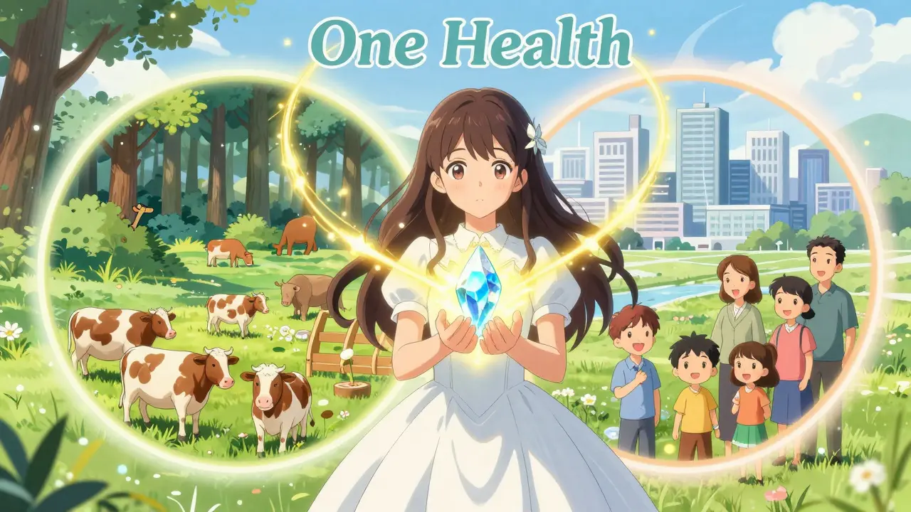 Magical girl uniting human, animal, and nature