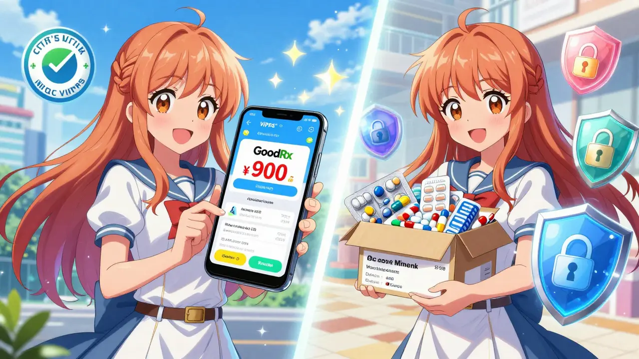 Magical girls comparing discount coupons and subscription boxes safely