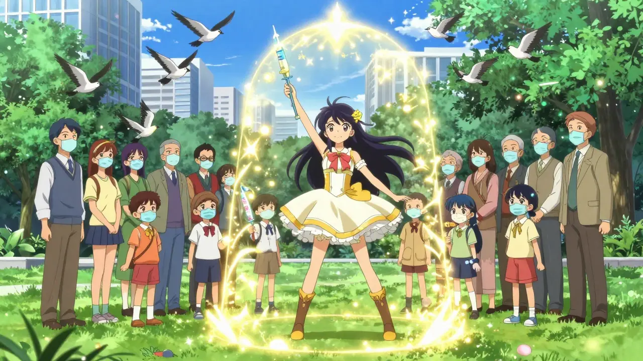 Community protected by magical vaccine shield in park