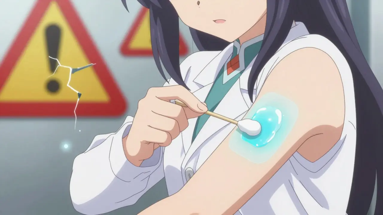 Proper application of cream with protective barrier